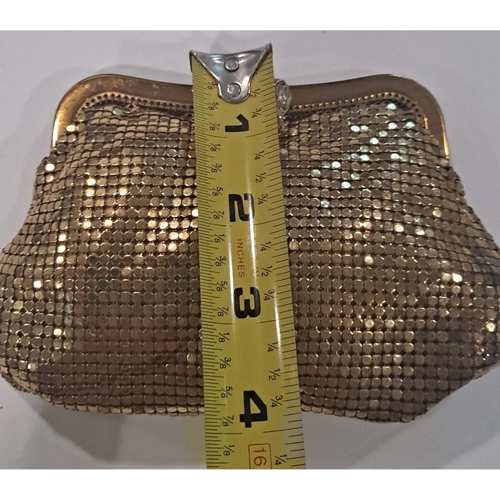 Vintage Whiting & Davis Gold Deco Mesh‎ Bag Purse Jeweled Clasp